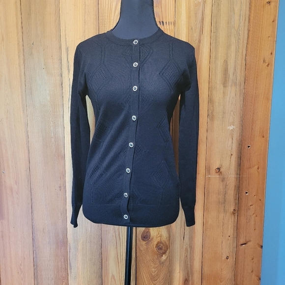 tenney rose Sweaters - Black Button-Up Women's Sweater